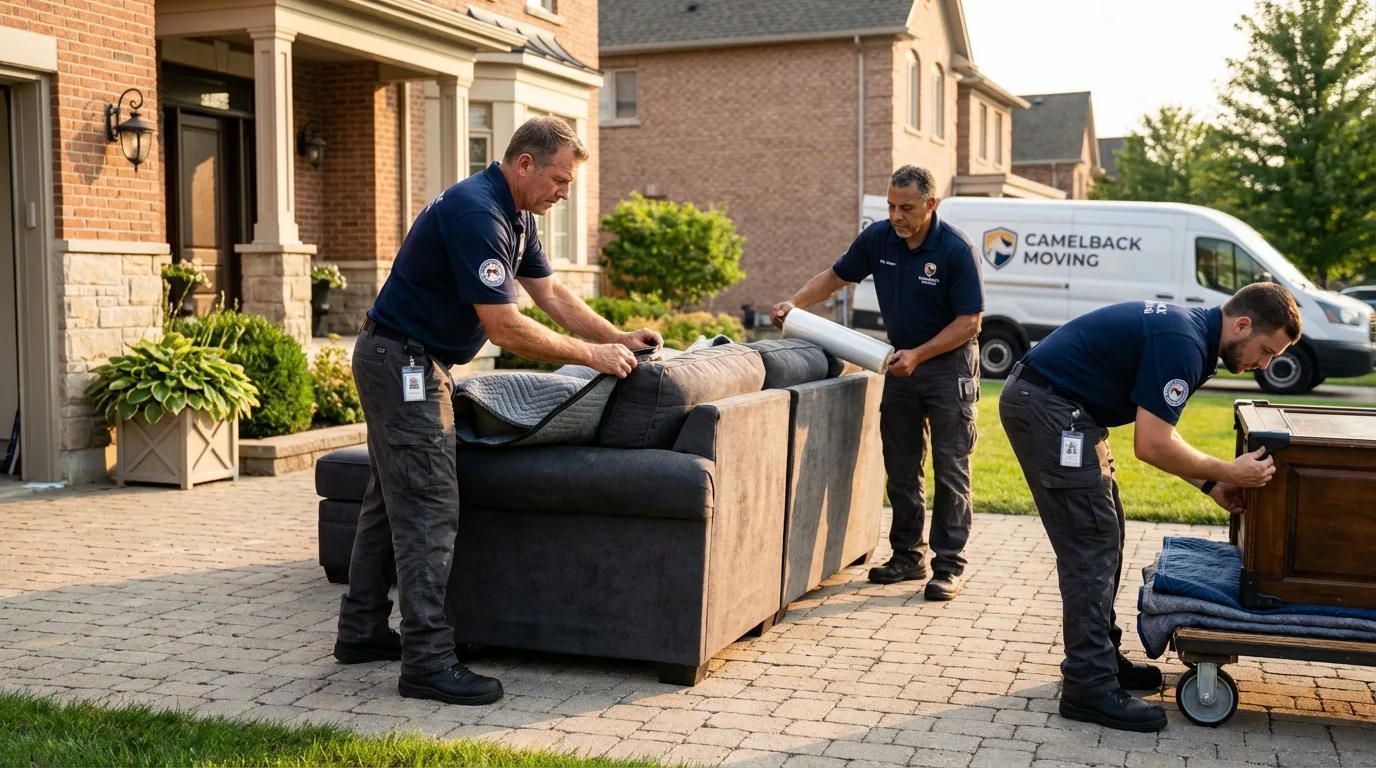 Large estate moving crew wrapping furniture in Wright City, MO